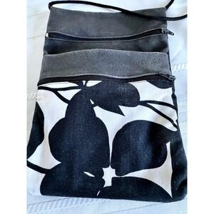 Mailelani's Kauai Canvas Crossbody Bag Black White Floral Travel Pouch Unisex